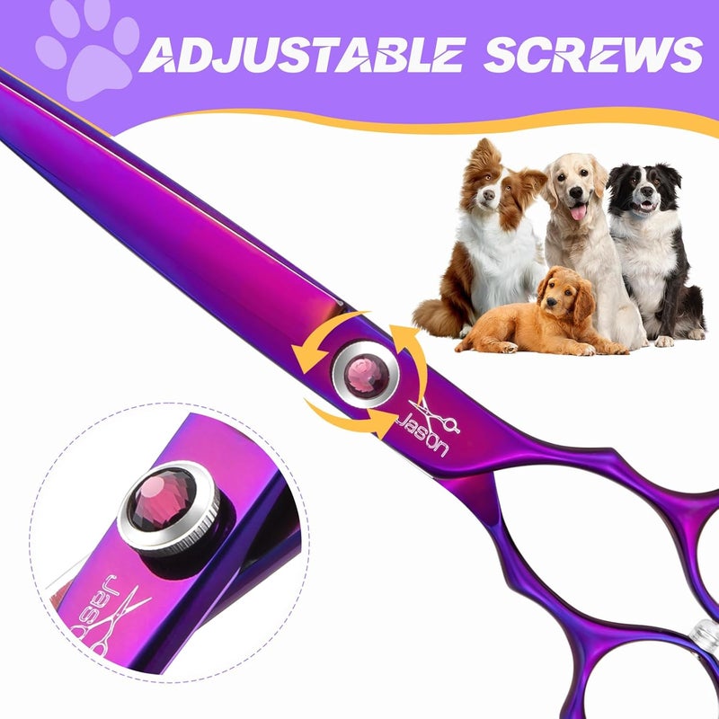 Jason Straight Scissors for Dogs - Updated 7.5" Dog Grooming Shears, Japanese 440C Stainless Steel Pet Shears, Professional Dog Cutting Scissors with Diamond Adjustable Screw Christmas Gift - Image 2